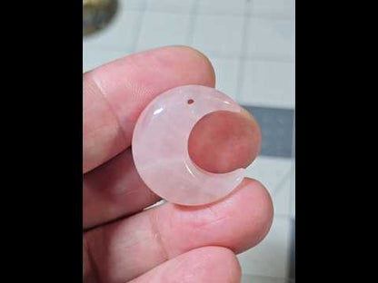 Rose Quartz Carved Moon Bead