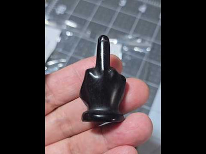 1.5" Black Obsidian Middle Finger Gesture
