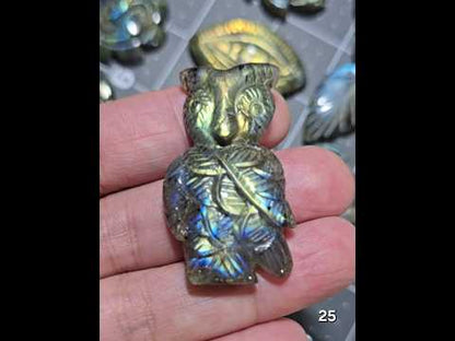 #25 Carved Owl Labradorite Cabochon
