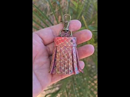 Pink Multi Embossed Snake Leather Tassel