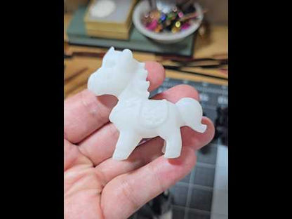 Sparkly White Jade Pony Carving