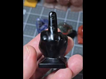 2" Black Obsidian Middle Finger Gesture