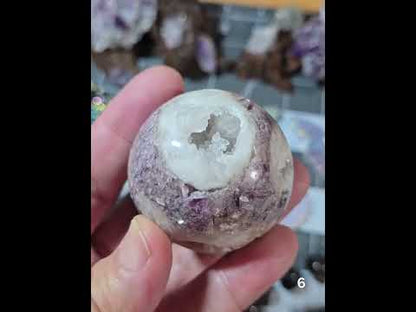 #6 Lepidolite w/Druzy Agate Sphere