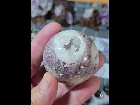 #6 Lepidolite w/Druzy Agate Sphere