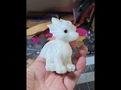 White Jade Carved Baby Dragon