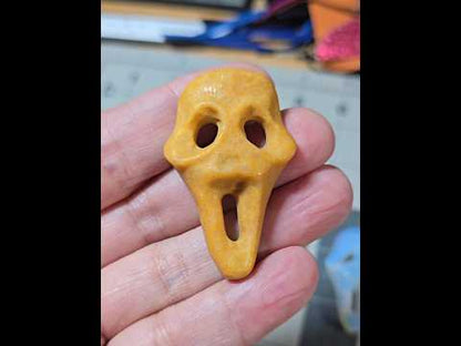 Yellow Jade Silent Scream Face Carving