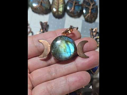 #4 Copper Moon Phase Labradorite Pendant