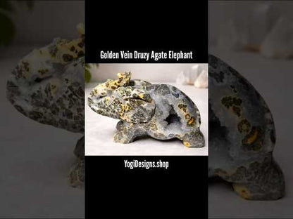 Golden Vein Druzy Agate Elephant