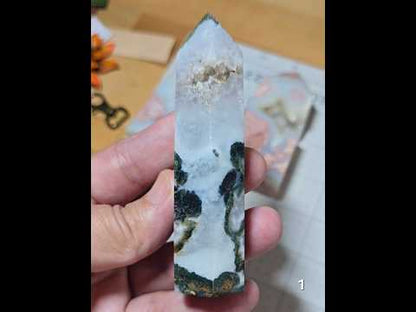 #1 Moss Agate Druzy Tower