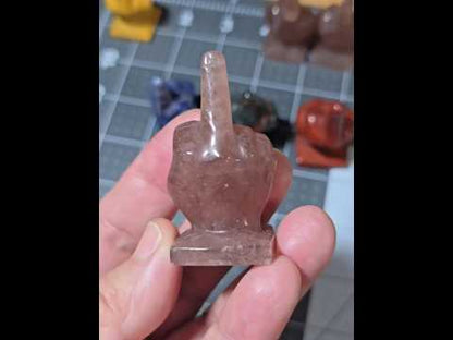 2" Strawberry Quartz Middle Finger Gesture