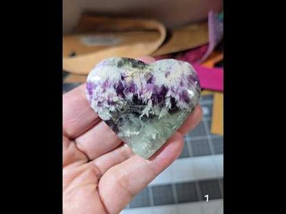 #1 Feather Fluorite Carved Heart
