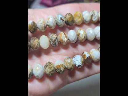 11x8mm Madagascar Wood Opal Faceted Rondelle Beads