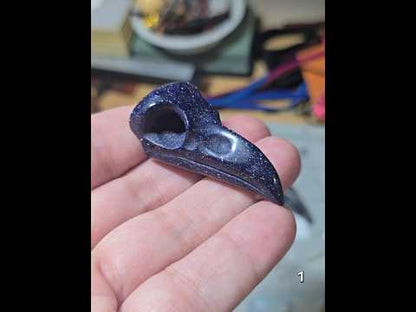 #1 Blue Sandstone Raven Skull