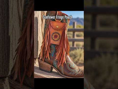 Sunflower Leather Fringe Clip Pouch
