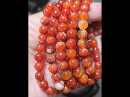 8mm Orange Banded Carnelian Bracelet