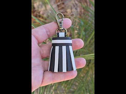 Classic Black and White Leather Tassel