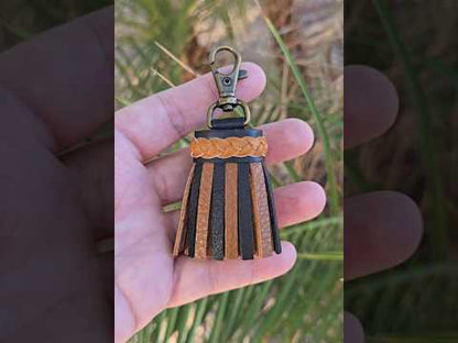 Black and Medium Brown Leather Tassel