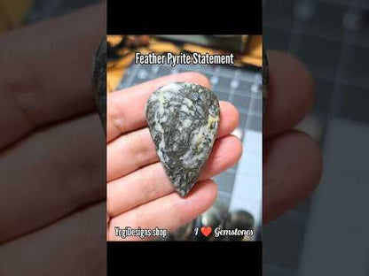 #1 Feather Pyrite Statement Cabochon