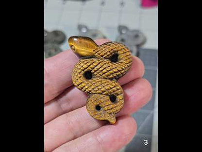 #3 Tiger Eye Snake Carving