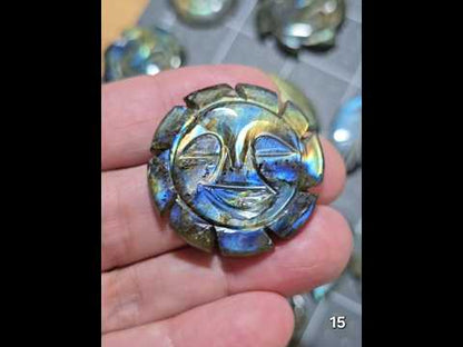 #15 Carved Sun Labradorite Cabochon