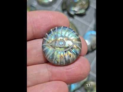 #17 Carved Evil Eye Labradorite Cabochon