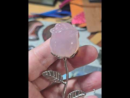 #1 Rose Quartz Rose w/Stem