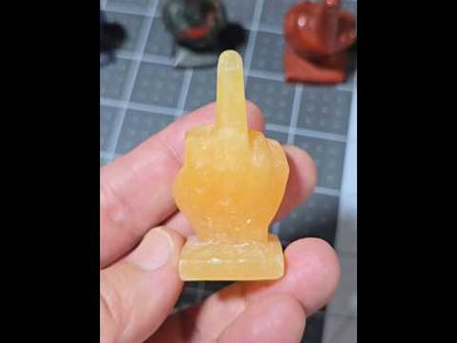 2" Orange Calcite Middle Finger Gesture