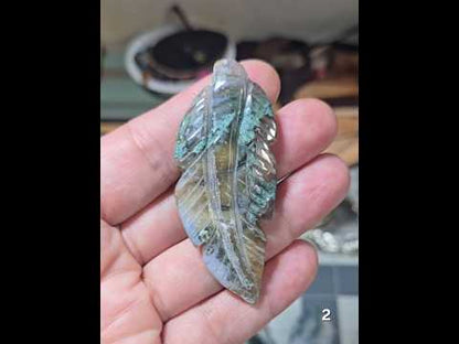 #2 Carved Moss Agate Leaf