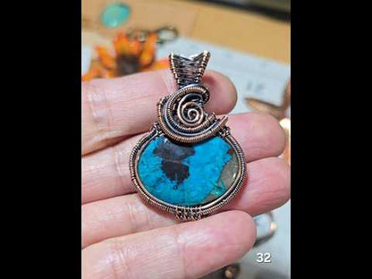 #32 Chrysocolla in Matrix Wire-wrapped Pendant