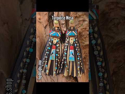 5" Turquoise Mesa D-ring Leather Tassels
