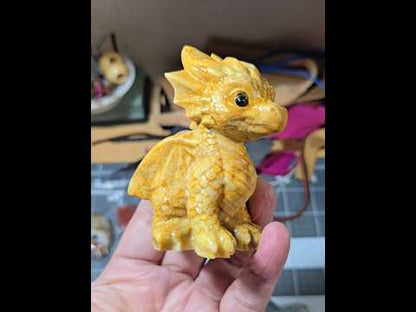 Yellow Jade Carved Baby Dragon