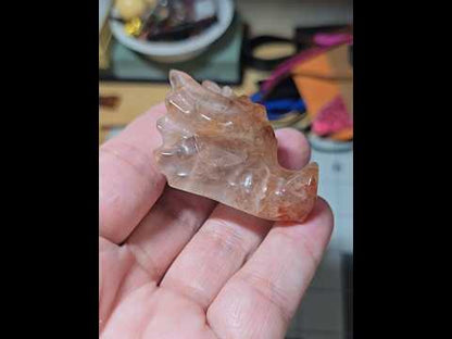 Fire Quartz Dragon Head Carving