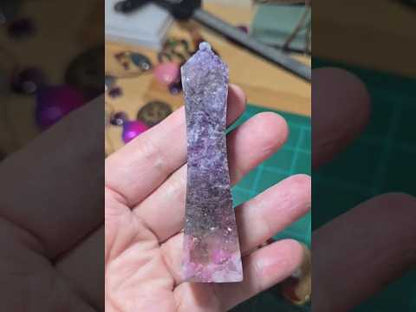 Lepidolite w/ Smoky Quartz and Pink Tourmaline Hour Glass Tower