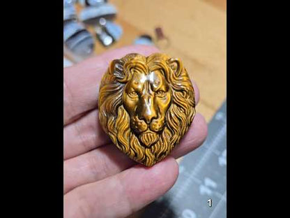 #1 Lion Head Tiger Eye Carving
