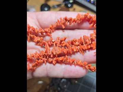 Natural Orange Branch Coral Chips Strand