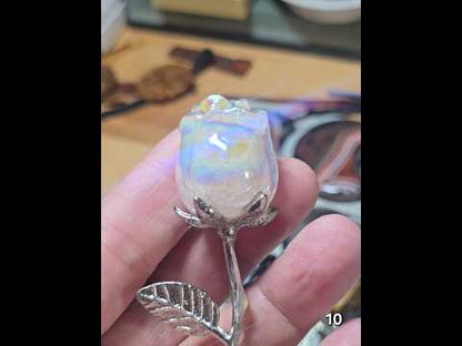 #10 Aura Quartz Rose w/Stem