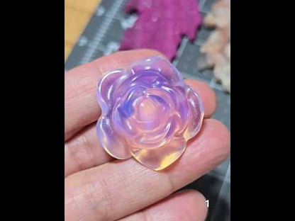 #1 Pink Opalite Rose Carving
