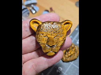 Leopard Head Tiger Eye Carving