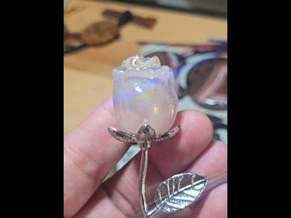 #9 Aura Quartz Rose w/Stem