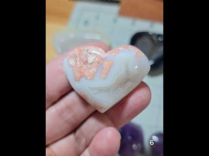 #6 Flower Agate Druzy Heart