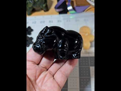 Black Obsidian Hippo Carving