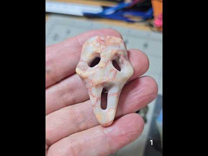 #1 Red Line Stone Silent Scream Face Carving