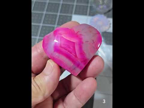#3 Pink Banded Agate Heart Crystal