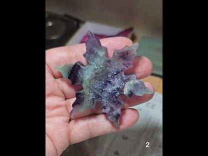 #2 Rainbow Fluorite Snowflake Carving