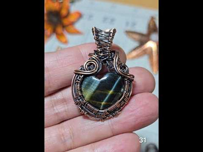#31 Blue Tiger Eye Wire-wrapped Pendant