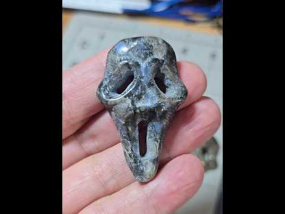 Blue Que Sera Silent Scream Face Carving