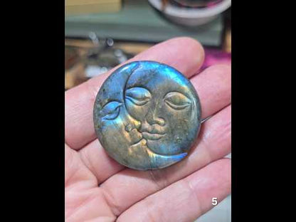 #5 Labradorite Sun Moon Carving