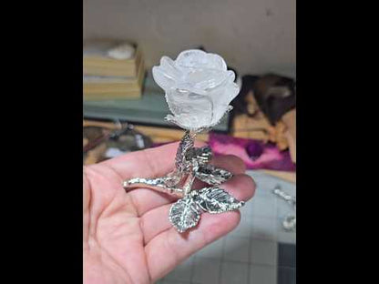 Clear Quartz Rose on Stand