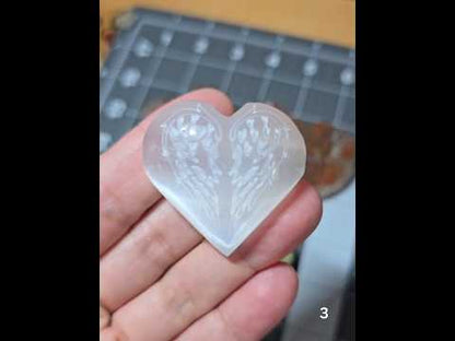 #3 Selenite Heart w/ Engraved Wings