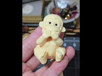 "No Evils" Monkey Carving